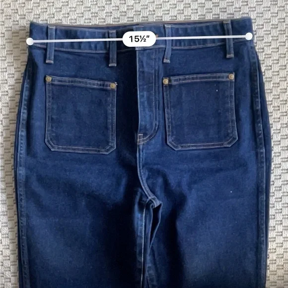 Khaite Raquel Patch Pocket Crop Flare Jeans - Dark Blue Wash - Size 31 - Picture 12 of 14